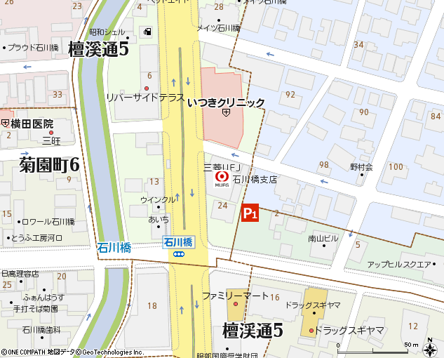 石川橋支店付近の地図